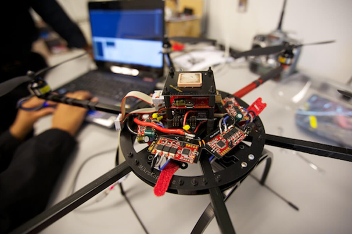 Team works on programming drone technology in NIA lab